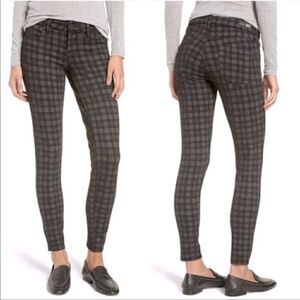 Kut from the Kloth Elyse Checkered mid rise Skinny black goth plaid stretch 4